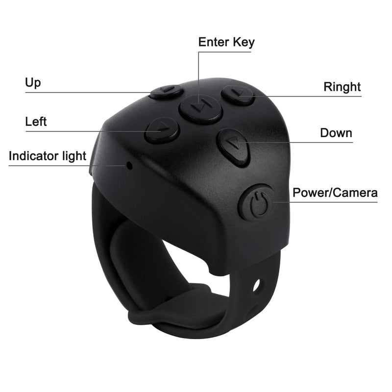[Australia - AusPower] - Smart Ring Controller, Yamiix Waterproof Phone Ring Accessories for E-Books, TIK Tok, YouTube Video, Give a Like, Remote Photographing, Up and Down Page, Compatible with Android, iOS, iPad, iPhone Black 