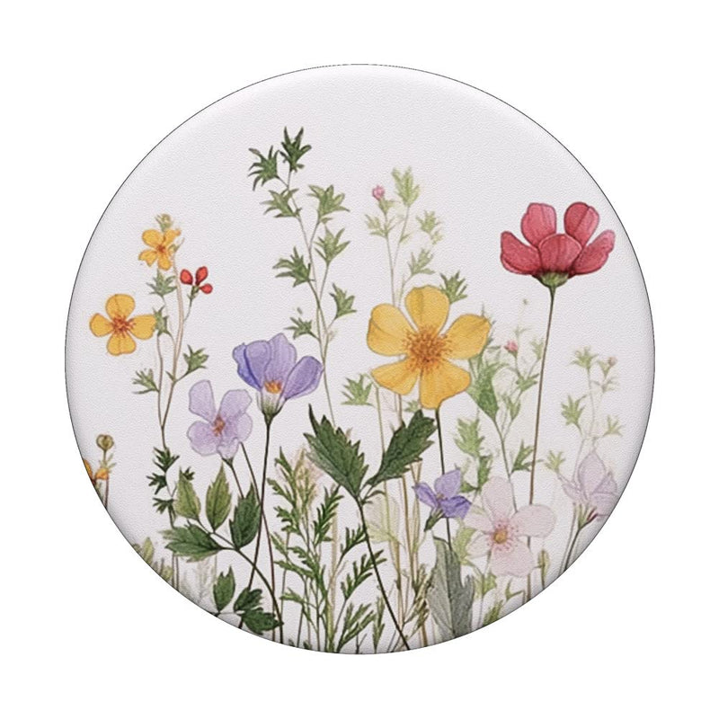 [Australia - AusPower] - Floral Pattern Wildflowers Flowers Bouquet Blossom Pastel PopSockets Swappable PopGrip Black 
