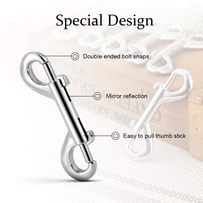 [Australia - AusPower] - AIEVE Double Ended Bolt Snaps, 6 Pack 2.7’’ Zinc Alloy Snap Hook Metal Spring Clips, Multipurpose Pet Leash Flag Pole Keychain Holder or Clips for Water Bucket, Pet Hammock, Feed Bucket, etc(Silver) 