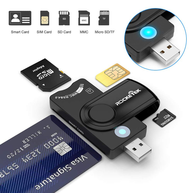 [Australia - AusPower] - Smart Card Reader USB 4 Ports , Mtakya DOD Military USB Common Access CAC Card,SDHC/SDXC/SD&Micro SD Card Reader for SIM and MMC RS&4.0 Applicable System Windows, Linux/Unix 