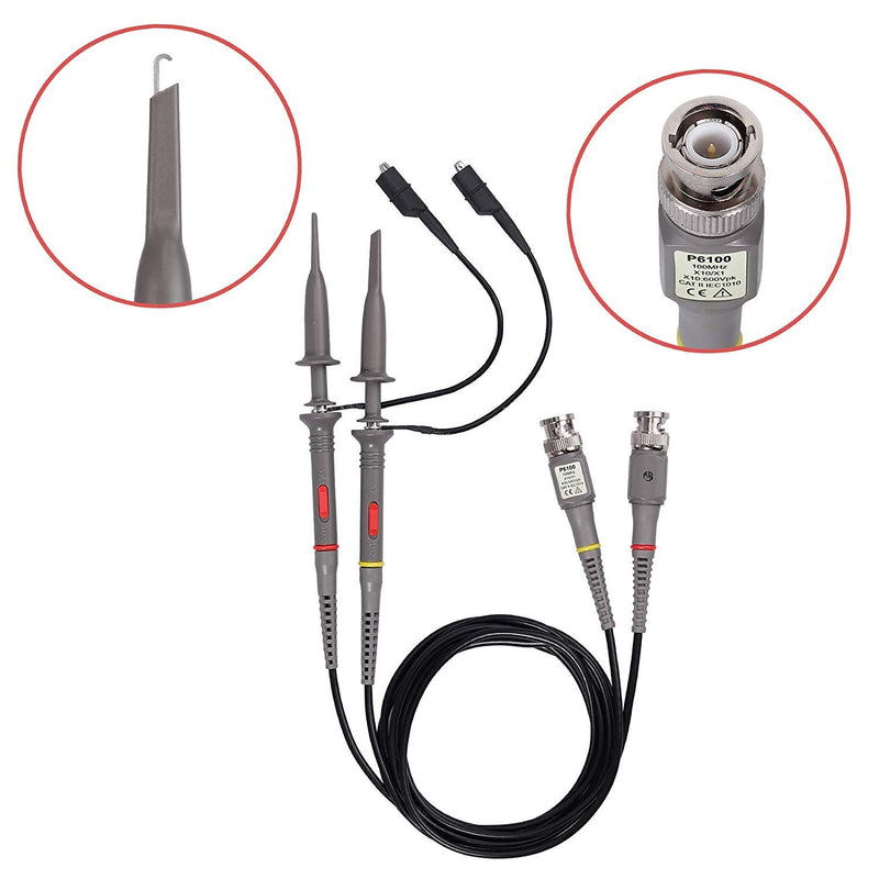 [Australia - AusPower] - Universal Oscilloscope Probe with Accessories Kit 100MHz Oscilloscope Clip Probes with BNC to Minigrabber Test Lead Kit 