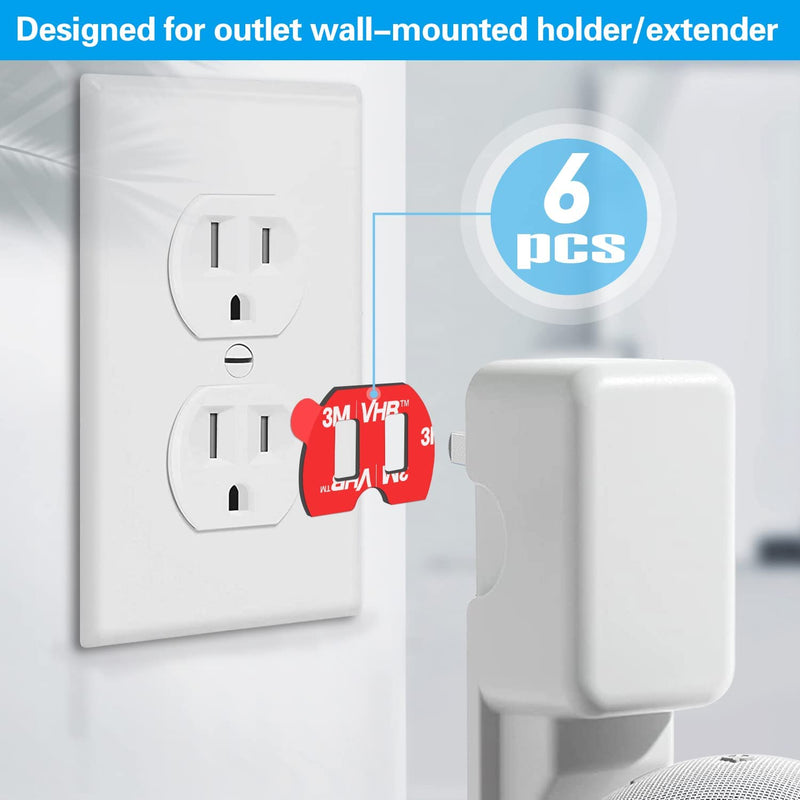 [Australia - AusPower] - Sticky Adhesive for Power Outlet / Wall Socket, 6Pcs Double Sided Sticker Compatible with Dot 4th Gen Wall Mount Wifi Home-Pod Mini Stand, 3M High-Bond Tape for Power Plug, Extender, Adapter, Splitter 