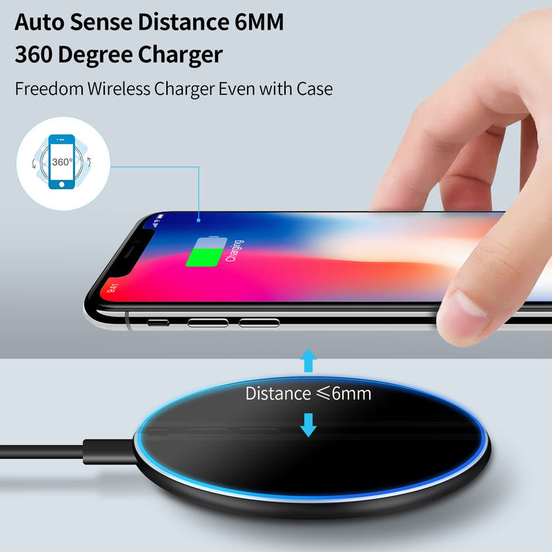 [Australia - AusPower] - Fast Wireless Charger Charging Pad 15W Max Fast Charging Mat Compatible for iPhone 13/12/11 Pro/XS Max/XR/X/8, for Huawei Mate 40, for Samsung Galaxy Note 10/Note 10+/S10/S10+/S10E (No AC Adapter) Black 