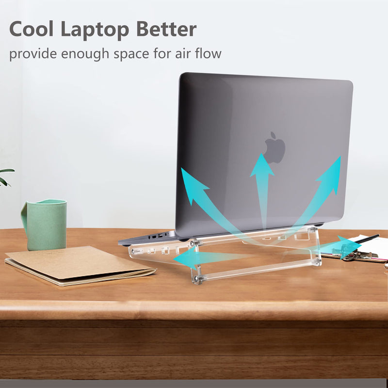 [Australia - AusPower] - QUPIVA Acrylic Laptop Stand for Desk, Clear Ventilated Computer Stand Holder for Desk, Ergonomic Acrylic Sturdy Laptop Riser Compatible with MacBook Air Pro Dell XPS HP Lenovo Thinkpad ASUS 9-16 Inch 