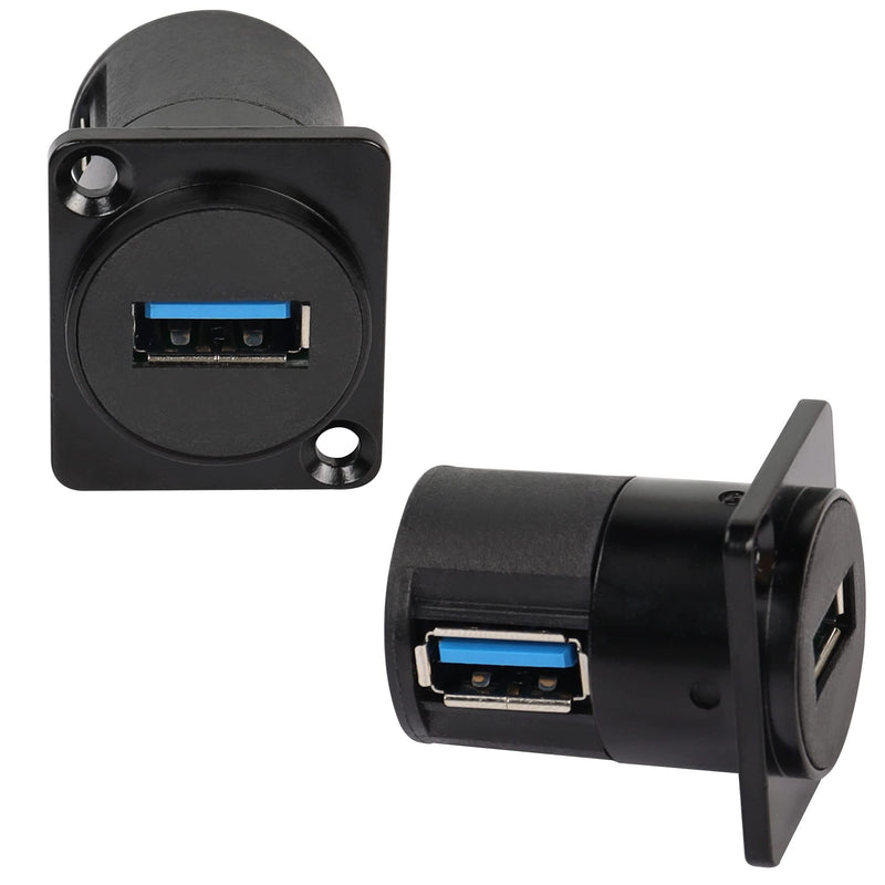 [Australia - AusPower] - QIANRENON USB 3.0 Panel-Mount Connector Socket Female to Female 90 Degree Right Angle Coupler High-Speed 5Gbps Data Transmission D-Type Extension Interface Adapter 