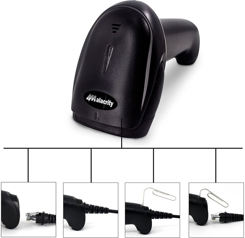 [Australia - AusPower] - USB Laser Barcode Scanner Wired Handheld 1D Bar Code Scanner Reader Black 