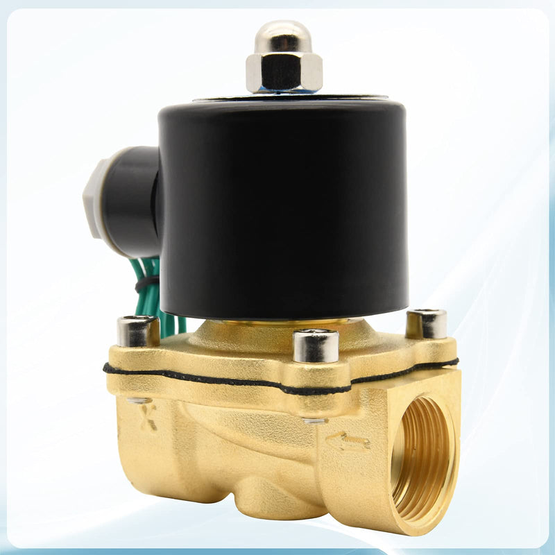[Australia - AusPower] - 3/4" Brass Electric Solenoid Valve,  110V Air Valve Normally Colsed for Water Air Gas Fuel Oil 2W-200-20 0.75 Inch 