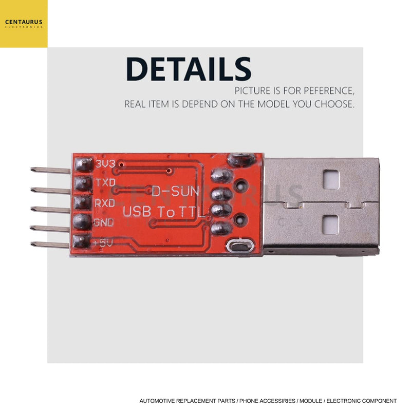 [Australia - AusPower] - CENTAURUS CP2102 Serial Converter USB 2.0 to TTL Adapter Module USB to TTL Downloader with Jumper Wires 
