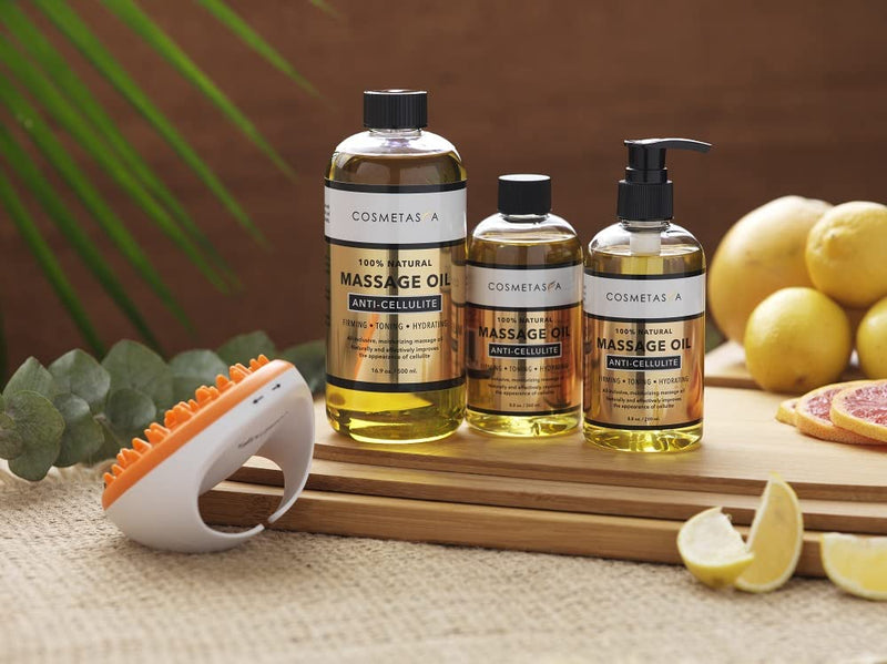 [Australia - AusPower] - Cellulite Massage Oil with Cellulite Massager - 100% Natural Cellulite Treatment, Deeply Penetrates Skin to Break Down Fat Tissue- Firms, Tones, Tightens & Moisturizes Skin by Cosmetasa 8.8 Fl Oz (Pack of 1) 