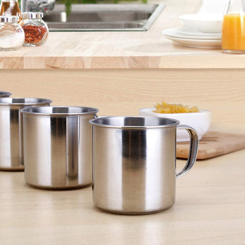 [Australia - AusPower] - Stainless Steel Coffee Cup with Handle 6 Pcs Camping Cup 4oz Stainless Steel Espresso Cups 2.362.17Inch Metal Shot Glasses Tea Mug Cup Tea Party Great for Outdoor Events Picnics Party 