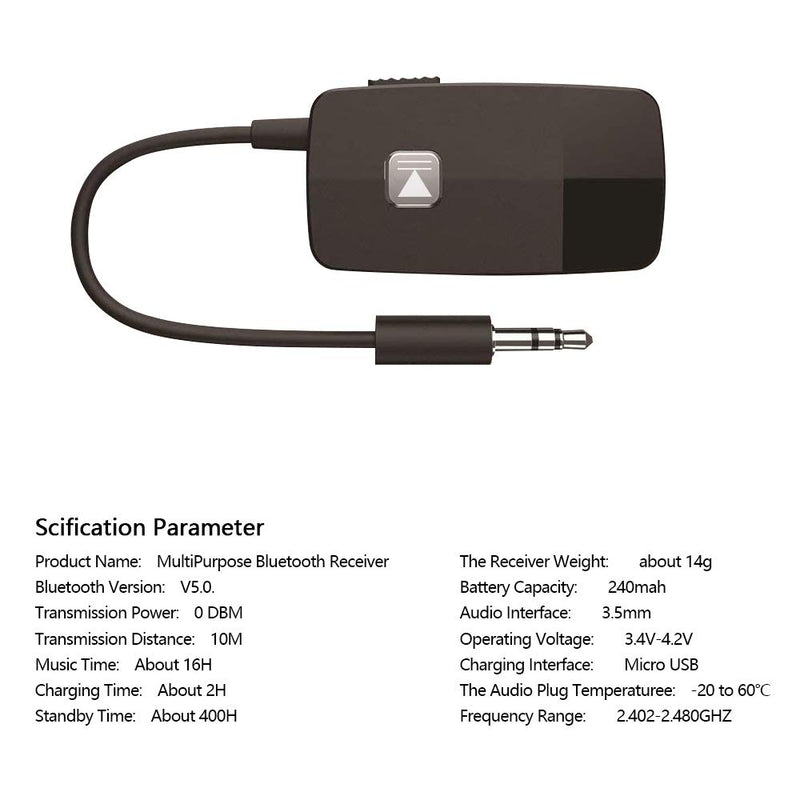 [Australia - AusPower] - iDIGMALL Advanced Bluetooth 5.0 Receiver for Home Stereo HIFI Music Streaming, Mini Wireless Audio Adapter for Car Speaker with 3.5mm RCA Aux Jack, 16 Hours Playtime, Easy to Slide ON/OFF, Multi-Point 