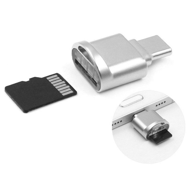 [Australia - AusPower] - CY 2pcs USB Type C USB-C to Micro SD SDXC TF Card Reader Adapter for Laptop Cell Phone (2pcs/Set) silver 