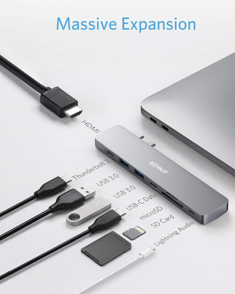 [Australia - AusPower] - Anker USB C Hub for MacBook, PowerExpand Direct 8-in-2 USB C Adapter Compatible with Thunderbolt 3 USB C Port, 4K HDMI Port, USB C and USB A 3.0 Data Ports, SD and microSD Card Reader, Lightning Audio 