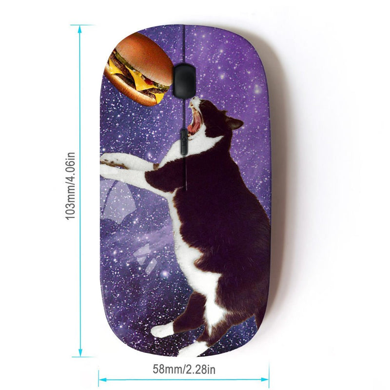 [Australia - AusPower] - STPlus Fat Cat Eating Burger in Space Funny 2.4 GHz Wireless Mouse with Ergonomic Design and Nano Receiver Design #7 