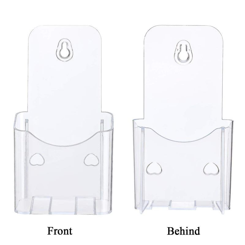 [Australia - AusPower] - (4 Pack) Acrylic Brochure Holder, 4 inches Wide Clear Plastic Flyer Holder, Magazine, Document, Booklet Display Stand Holder for Wall/Office Tabletop, Including 4 Adhesive Hooks flyer holder 4 inches 