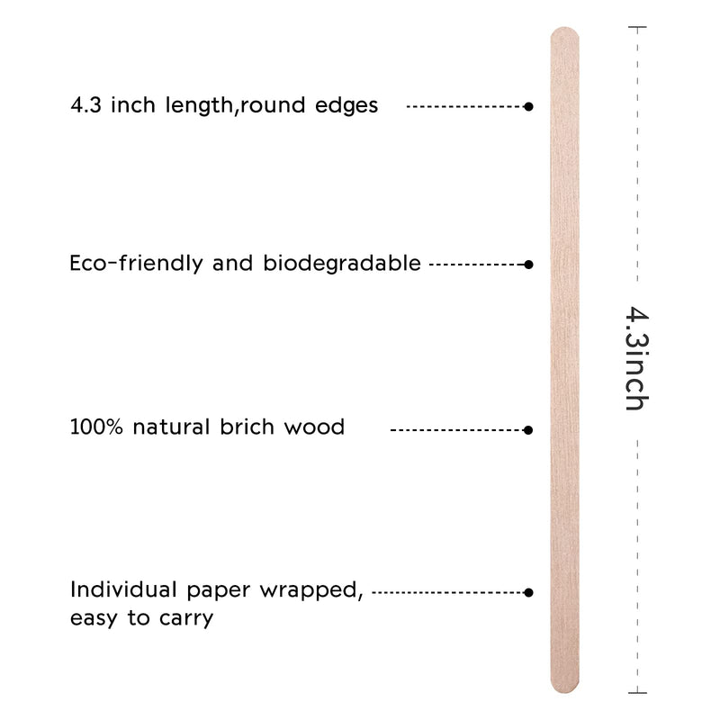 [Australia - AusPower] - BLUE TOP Individually Paper Wrapped Wooden Coffee Stirrers 4.3 Inch Pack 1000, Disposable Wood Sticks for Coffee/Tea/Hot Beverage/Hot Chocolate/Cold Drinks, Wood Blenders for Butter Sugar,Craft Stick Individually Wrapped 4.3 inch 500 PCS 