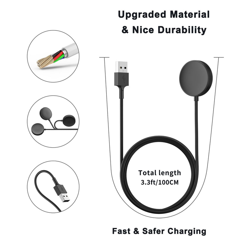 [Australia - AusPower] - Meliya Charger Cable Compatible with Samsung Galaxy Watch 6 Charger/Samsung Watch 5 Charger/Samsung Watch 4 Charger/Active 2 Charger, USB Wireless Replacement Charging Cable Dock Stand 3.3ft Black+Black 