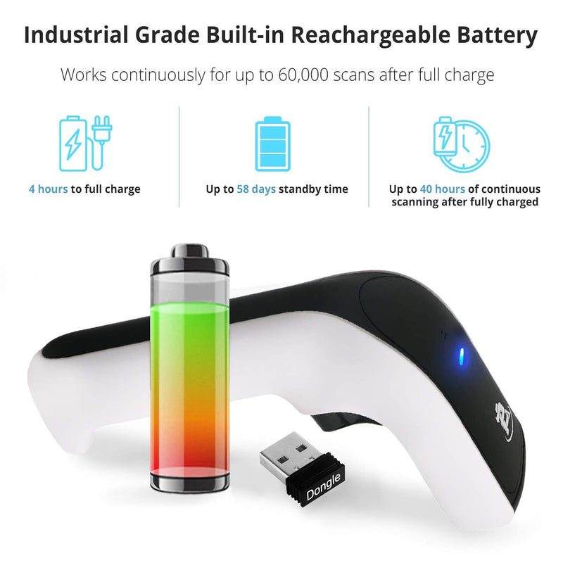 [Australia - AusPower] - ScanAvenger Wireless Portable 1D&2D with Stand Bluetooth Barcode Scanner: Hand Scanners 3-in-1 Vibration, Cordless, Rechargeable Scan Gun for Inventory - USB Bar Code/QR Reader (No Next Gen Stand) No Next Gen Stand 