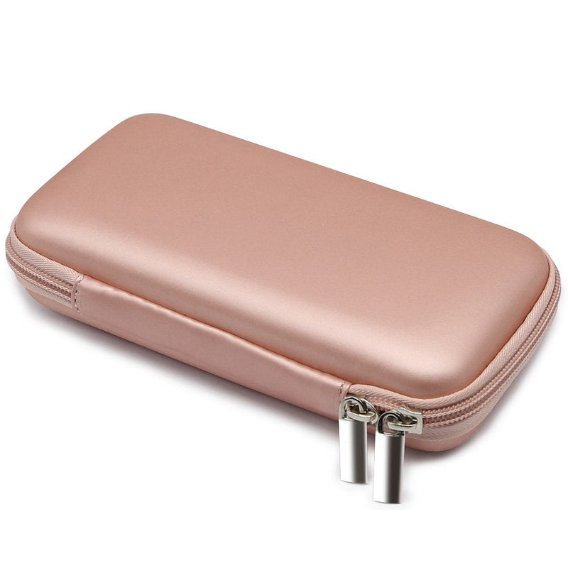 [Australia - AusPower] - iMangoo Shockproof Carrying Case Hard Protective EVA Case Impact Resistant Travel 12000mAh Bank Pouch Bag USB Cable Organizer Earbuds Pocket Accessory Smooth Coating Zipper Wallet Rose Gold 