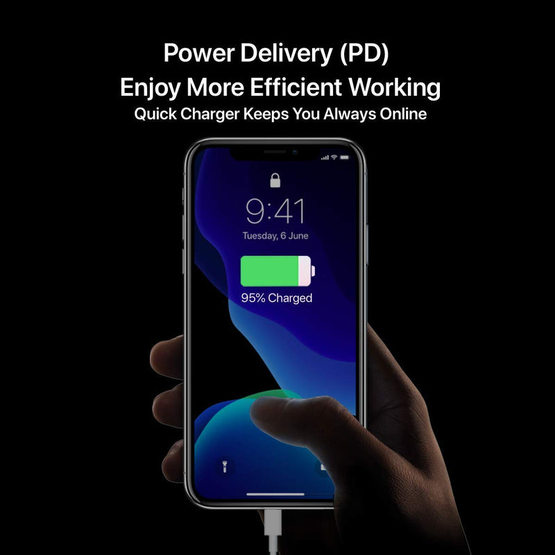 [Australia - AusPower] - USB C Charger - 18W PD Fast Power Adapter for iPad Pro 2018 and up, iPhone 11 11 Max, Note 10 Note 10+, Galaxy S10 S9 S8, Google Pixle 3 3LX, LG ThinQ V50, G8 Moto Z, Ultra Compact, 6.6ft Cable, White Black 