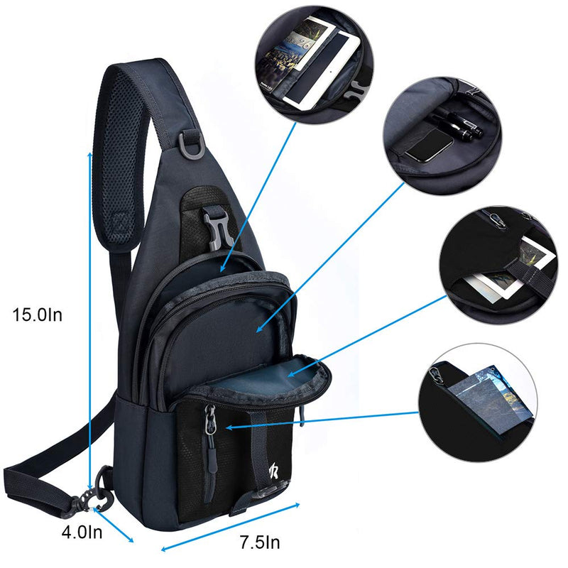 [Australia - AusPower] - Y&R Direct 14 Colors Lightweight Sling Backpack Sling Bag Travel Hiking Small Backpack for Women Men Kids Gifts Black 