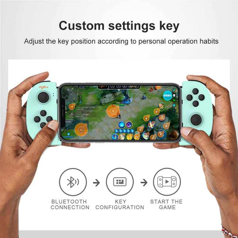 [Australia - AusPower] - PXN P30PRO Mobile Phone Game Controller Gaming Gamepad for Android and iPhone iOS Wireless Trigger Joystick Low Latency Stretchable 165mm Supports 4-6.7 inch Smartphone (Cyan) 