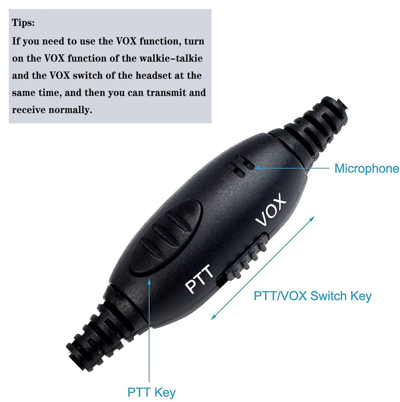 [Australia - AusPower] - Retevis Walkie Talkie Earpiece Boom Mic 2 Pin Overhead Headphone with VOX PTT Headset Microphone for Baofeng UV-5R BF-888S Retevis H-777 RT22 RT21 Two Way Radio (1 Pack) 