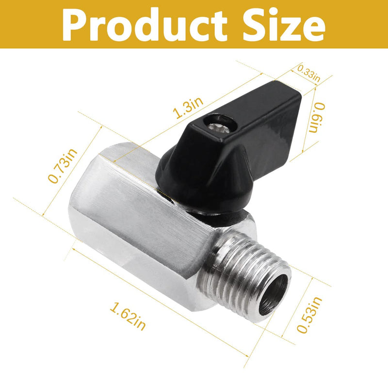 [Australia - AusPower] - Tnuocke 2pcs Mini Ball Valve 1/4" NPT Female x Male Thread,Heavy Duty Ball Valve Shut Off Switch with Polished Chrome Finish H-055-1/4NPT-1/4NPT 