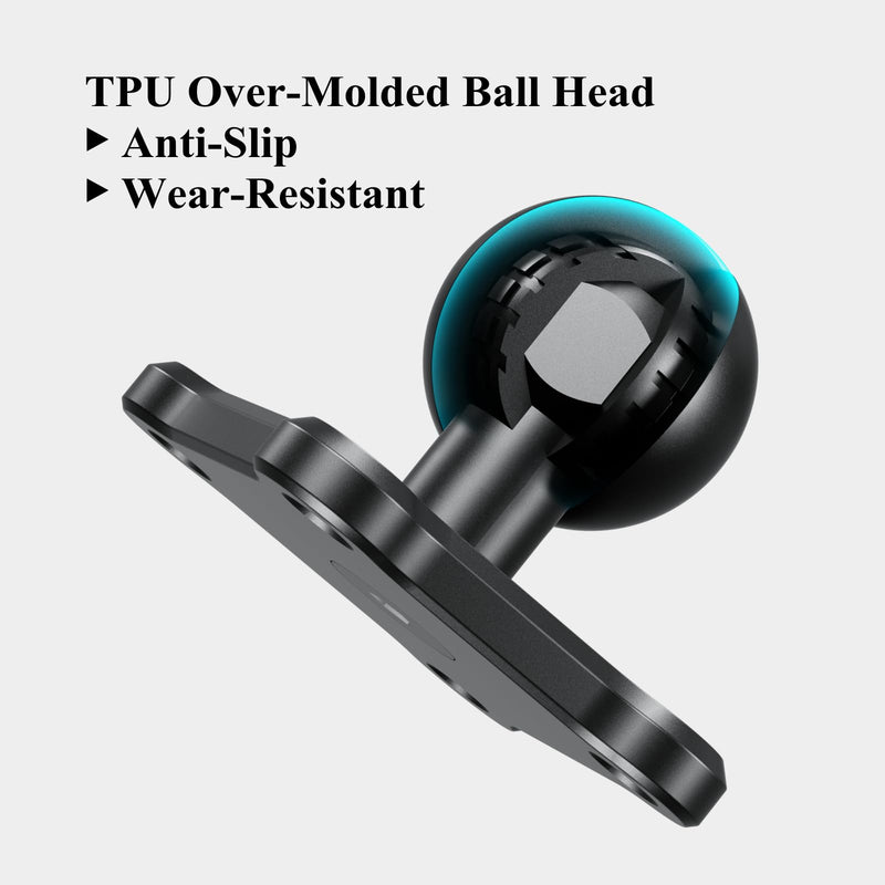 [Australia - AusPower] - BRCOVAN 2 PCS, 1'' Ball Mount Base with Aluminum Alloy 4-Hole AMPS Square Plate & 1'' TPU Ball Adapter Compatible with RAM Mounts B Size 1 Inch Ball Double Socket Arm 