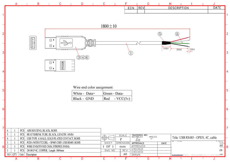 [Australia - AusPower] - USB Rs485 Adapter Cable Rs485 to USB Converter FTDI chipset 
