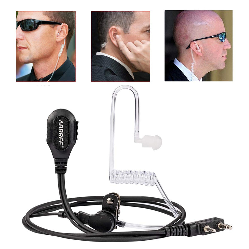 [Australia - AusPower] - ABBREE Original 2-Pin Detachable Headset Air Acoustic Tube Two Way Radio Earpiece for Baofeng UV5R UV-82 BF-888S BF-F8HP Series Walkie Talkie (2Pack) 2Pack 