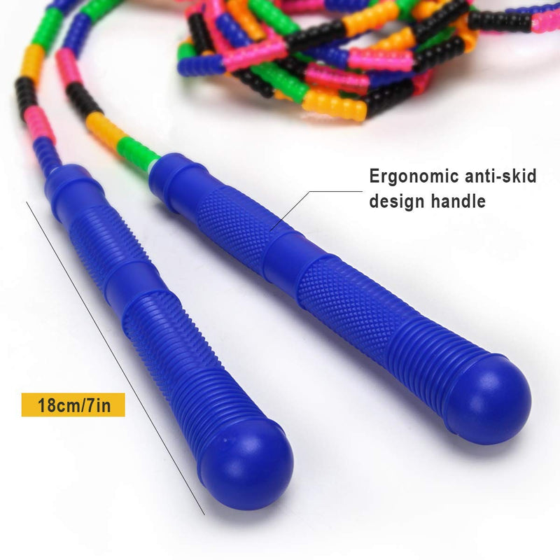 [Australia - AusPower] - Coolrunner 16 FT Long Jump Rope(2 PACK), Double Dutch Jump Rope, Soft Beaded Skipping Rope for Kids Adults, Plastic Segmented Jump Rope, Long Enough for 4-5 Jumpers(Rainbow) (Style 1) (Green) (Blue) Blue 