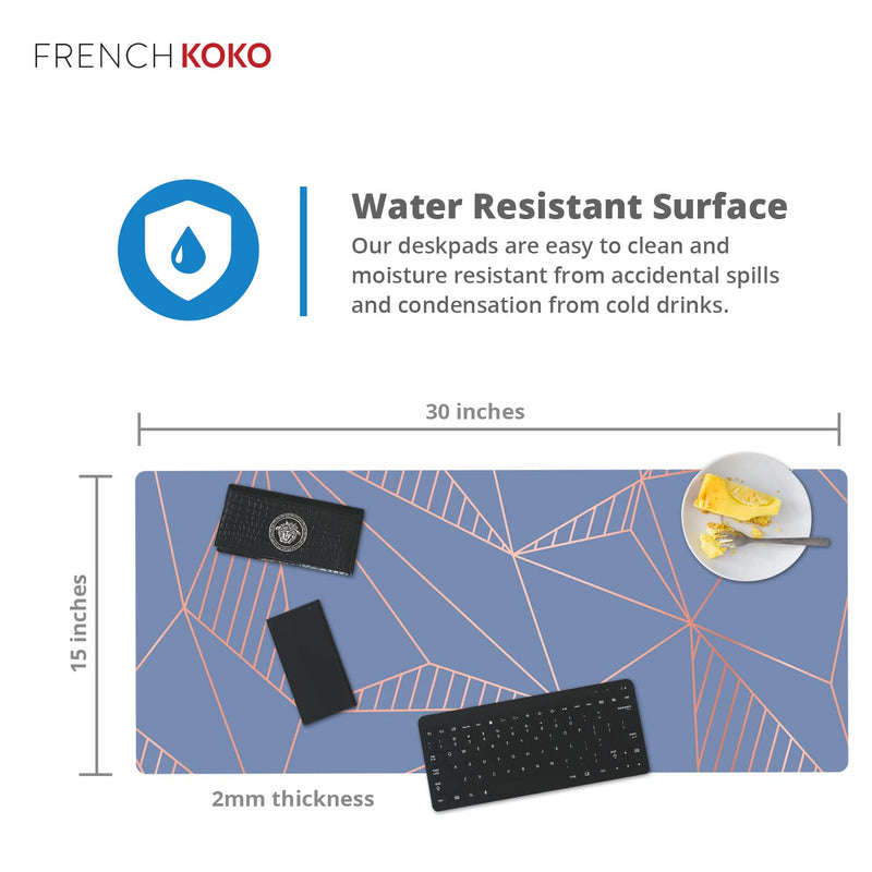 [Australia - AusPower] - French Koko Large Mouse Pad, Long Desk Mat Keyboard Pad Desktop Accessories Home School College Decor Supplies Pretty Mousepad Big Computer Office Essentials Women Girls XL Cute Pink Blue Cutesy Glam 30" x 15" 