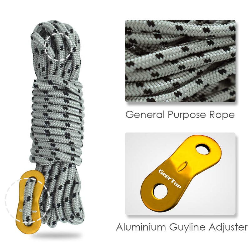 [Australia - AusPower] - GEERTOP Set of 6 Pack Camping Guylines 5mm Ultralight Tent Cord Rope with Aluminum Tensioner 