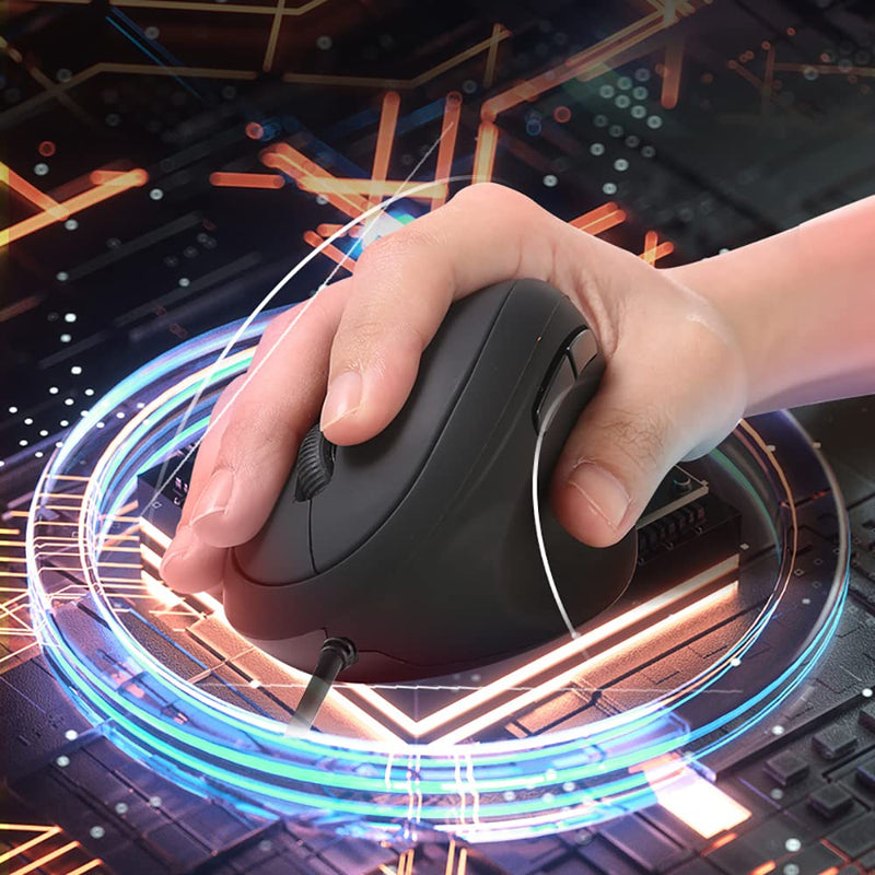 [Australia - AusPower] - Wired Ergonomic Mouse, Optical Vertical Mouse with 3 Adjustable DPI 800/1200/1600, 6 Buttons USB Computer Mouse Medium-Small 