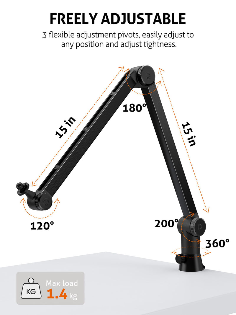 [Australia - AusPower] - SUNMON HyperX QuadCast Boom Arm - Upgraded Heavy Duty Mic Arm with HyperX QuadCast Pop Filter, 360° Rotatable Microphone Arm for HyperX QuadCast, QuadCast S 