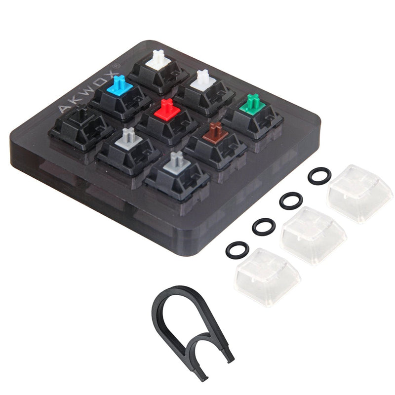 [Australia - AusPower] - AKWOX 9-Key Cherry MX Switch Tester, Keycap Puller, Keyboard Keycap, O-Ring Sampler Tester Kit 