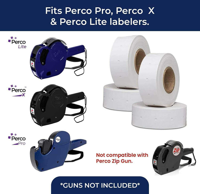 [Australia - AusPower] - Perco 1 Line Freezer Adhesive White Labels - 1 Sleeve, 8,000 Blank Pricing Labels for Perco 1 Line Price and Date Guns 