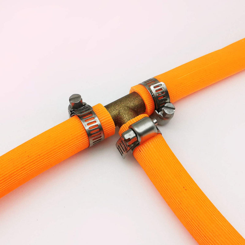 [Australia - AusPower] - Da by 2 pcs 3/8"(10mm) Brass Tee Barb Fittings for 3/8" ID Hose,6 pcs Stainless Steel Pipe Clamps,3 Way Union Intersection for Water/Fuel/Air(T) 3/8"(10mm) 