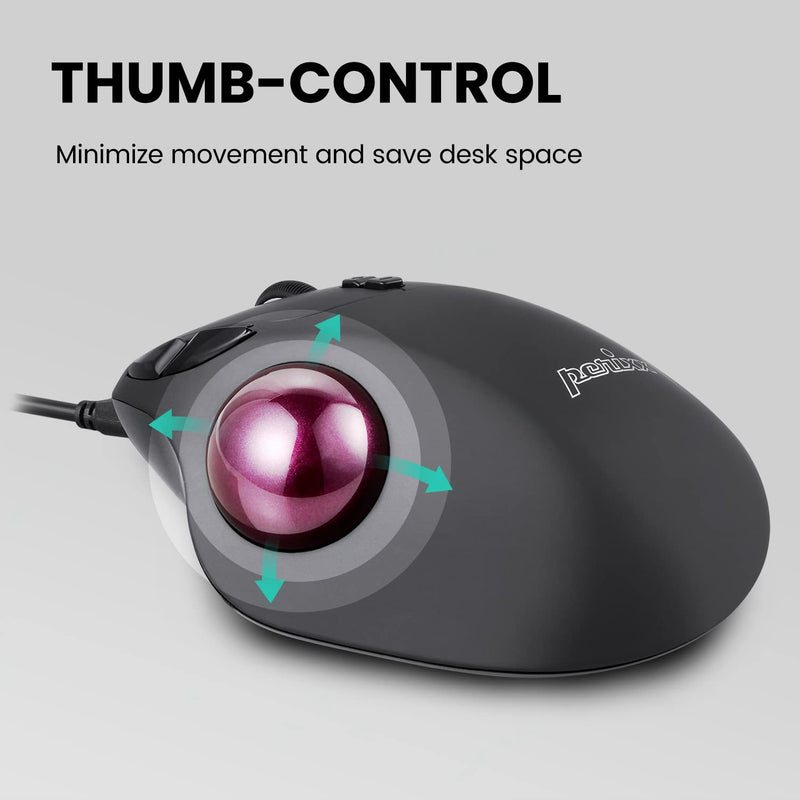[Australia - AusPower] - Perixx Perimice-517 Wired Trackball USB Mouse, 7 Button Design, Build-in 1.34 Inch Trackball with Pointing Feature 