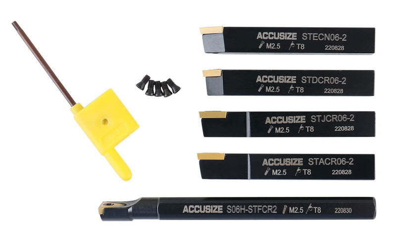 [Australia - AusPower] - Accusize Industrial Tools 3/8" 5ps/set Indexable Turning Tool Set (4Ps turning + 1 PC boring), 2386-0038 3/8 in. 