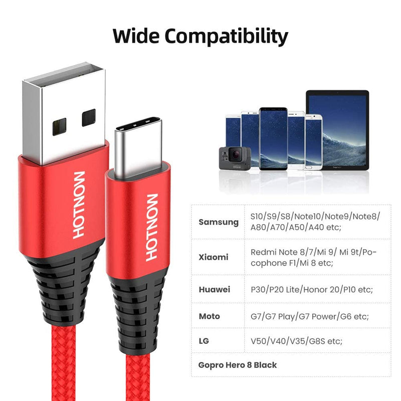 [Australia - AusPower] - USB C Cable 1.5FT 3Pack, HOTNOW 3A Short Fast Charge Braided Cord for Samsung Galaxy S10 S9 S8 Plus Note 9 8,Power Bank and Other Type c Devices 
