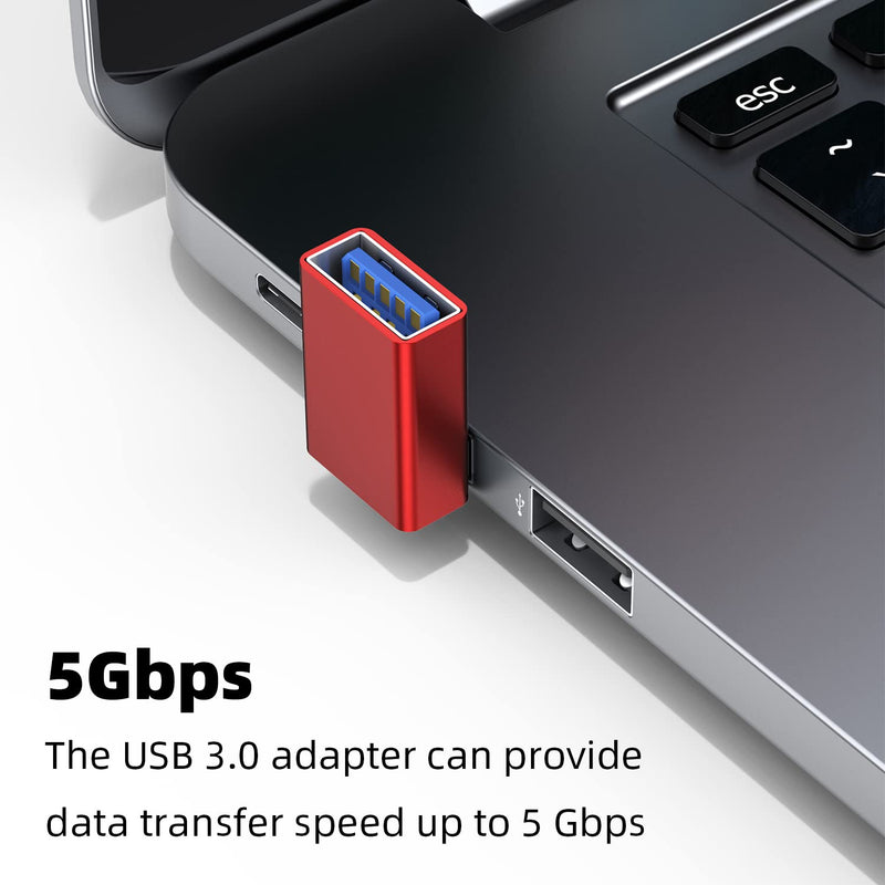 [Australia - AusPower] - AreMe 90 Degree USB 3.0 Adapter 2 Pack, Up and Down Angle USB A Male to Female Converter Extender for PC, Laptop, USB A Charger, Power Bank and More (Red) Up/Down Red 