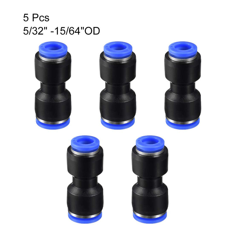 [Australia - AusPower] - uxcell 5Pcs Push to Connect Fittings Tube Connect 5/32" -15/64" OD Reducing Straight Union Push Fit Fittings Tube Fittings Push Lock Blue 