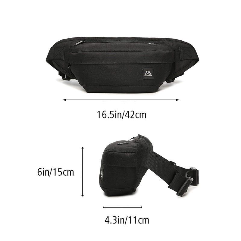[Australia - AusPower] - Fanny Packs for Women & Men Unisex Waist Bag Pack with Headphone Jack and Zipper Adjustable Strap Black Fanny Pack for Outdoors & Gym (fanny pack). 