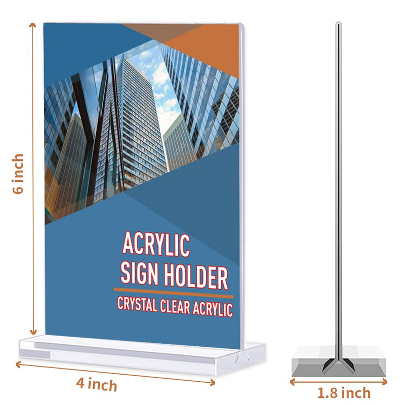[Australia - AusPower] - 3 Pack 4 x6 Inch Acrylic Sign Holder Clear Plastic Double-Sided Table Menu Display Stands Acrylic Frames Flyer Holder T Shape Sign Holder Stands for Wedding, Office, Store, Restaurant, Hotel Acrylic-3 Pack 4x6 inch 