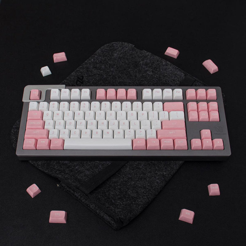 [Australia - AusPower] - Pink White Keycaps Set 150 Keys MSA Profile Double Shot ISO/ANSI Layout for Cherry MX Switches Mechanical Gaming Keyboard Pink White 