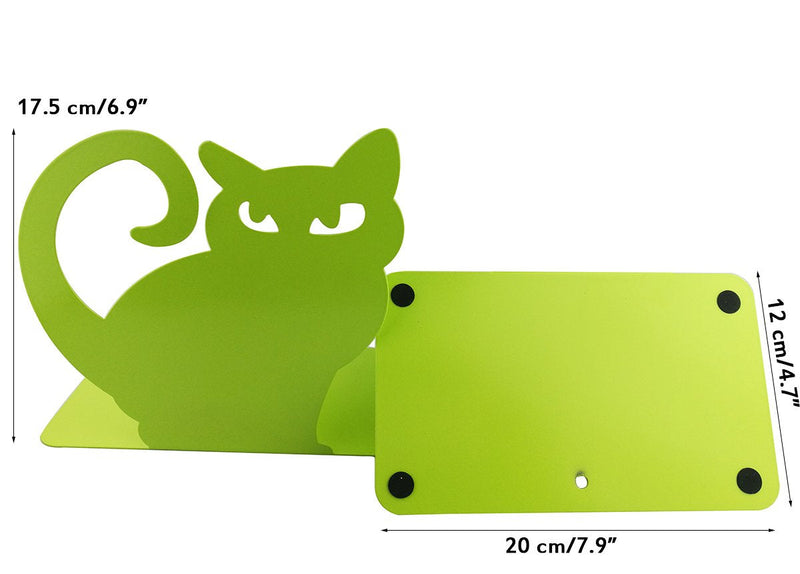 [Australia - AusPower] - Winterworm Cute Vivid Lovely Persian Cat Nonskid Thickening Iron Metal Bookends Book Organizer for Library School Office Home Study Desk Organizer (Green) Green 