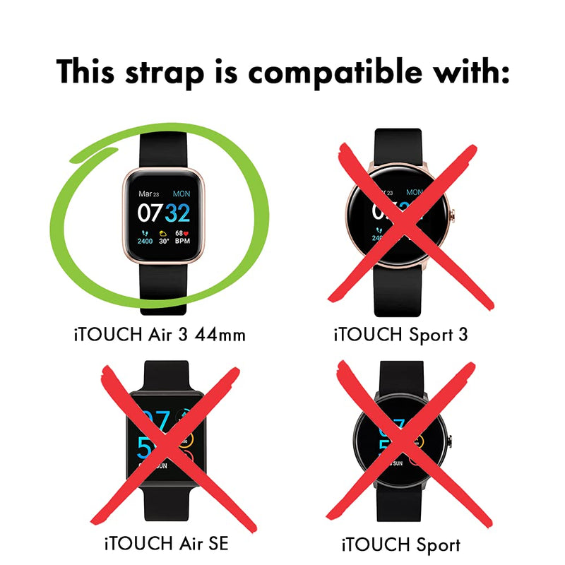 [Australia - AusPower] - iTouch Air 3 44mm Extra Interchangeable Strap, Replacement Smartwatch Straps, Mesh Straps For Smartwatches Compatible with iTouch Air 3 Black Mesh 44mm 