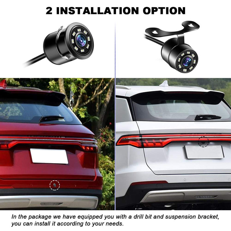 [Australia - AusPower] - Back up Camera, Niloghap Universal IP69K Waterproof Rear View Camera, 8 LED Lights Infrared Night-viewer with 140° Dynamic Path Guide Line Reverse Camera for Car Pickup Truck SUV RV Van Dark black 